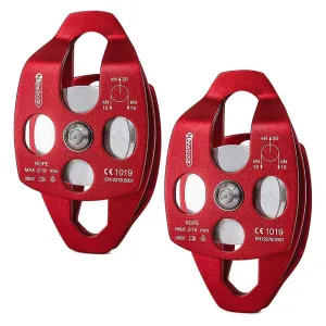 NewDoar 30 KN CE Certified Large Rescue Pulley Double Sheave with Swing Plate