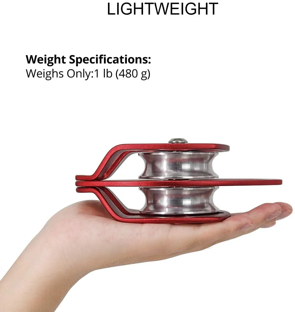 NewDoar 30 KN CE Certified Large Rescue Pulley Double Sheave with Swing Plate