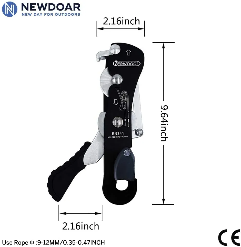 NewDoar Climbing Stop Descender Rappelling Belay for Rope 9-12mm Novices for Rescue