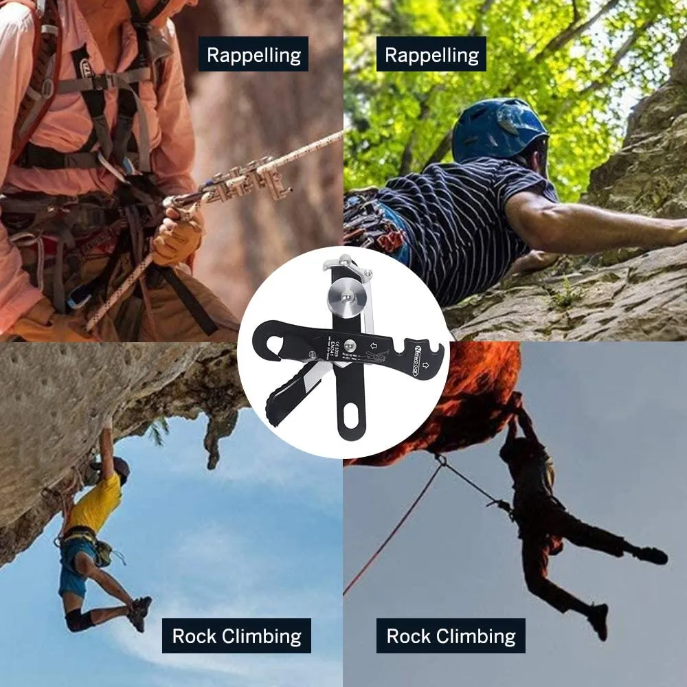 NewDoar Climbing Stop Descender Rappelling Belay for Rope 9-12mm Novices for Rescue