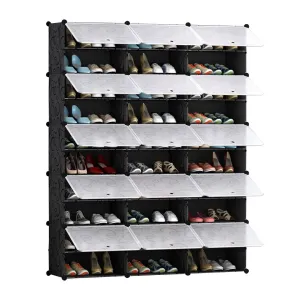 NNEAGS 10 Tier 3 Column Shoe Rack Organizer Sneaker Footwear Storage Stackable Stand Cabinet Portable Wardrobe with Cover