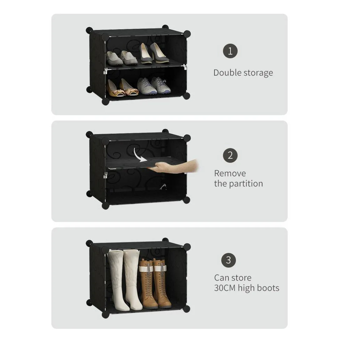 NNEAGS 10 Tier 3 Column Shoe Rack Organizer Sneaker Footwear Storage Stackable Stand Cabinet Portable Wardrobe with Cover