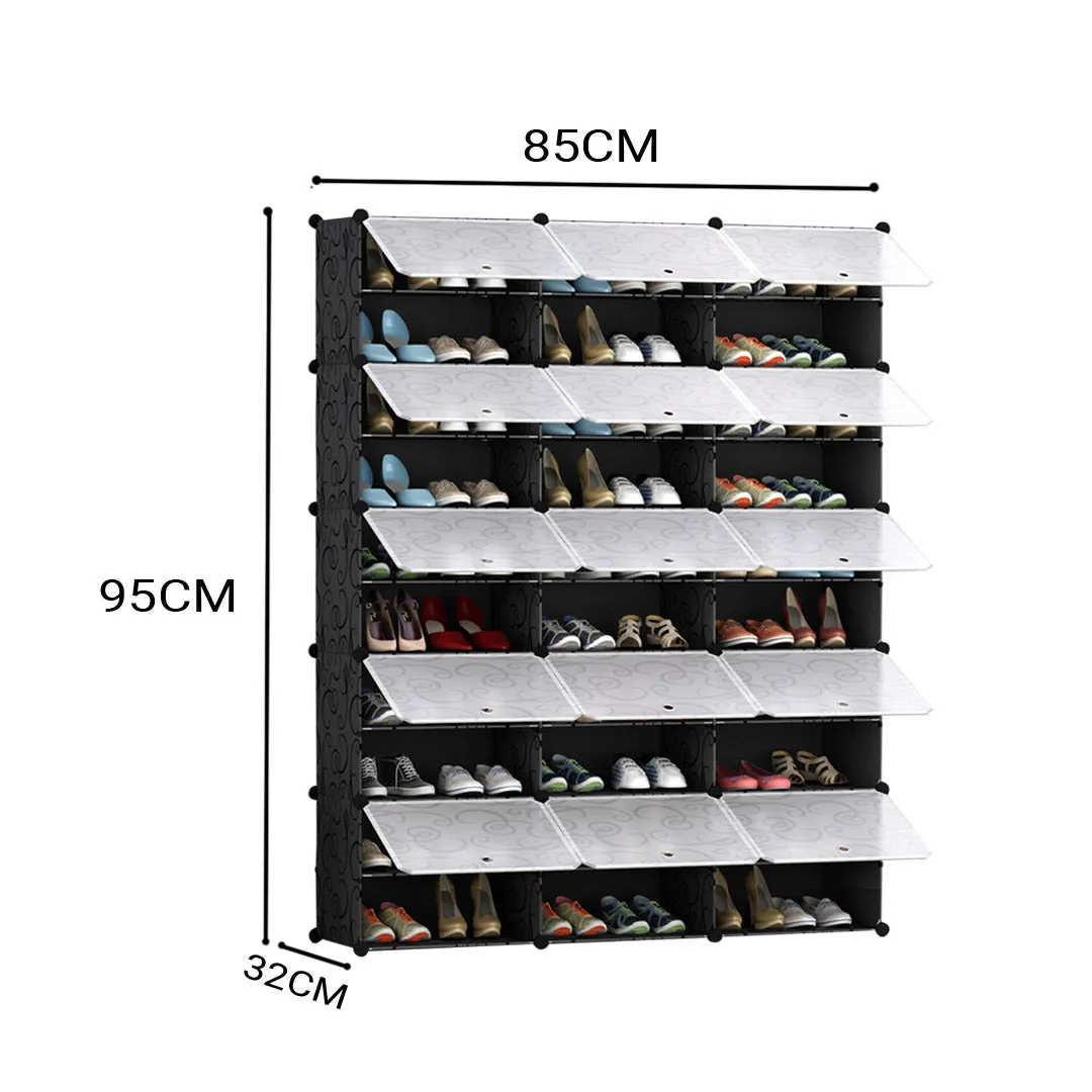 NNEAGS 10 Tier 3 Column Shoe Rack Organizer Sneaker Footwear Storage Stackable Stand Cabinet Portable Wardrobe with Cover