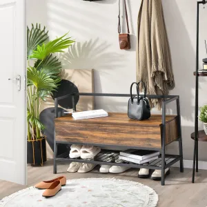 NNECW Industrial Shoe Bench with Hidden Storage Space for Hallway
