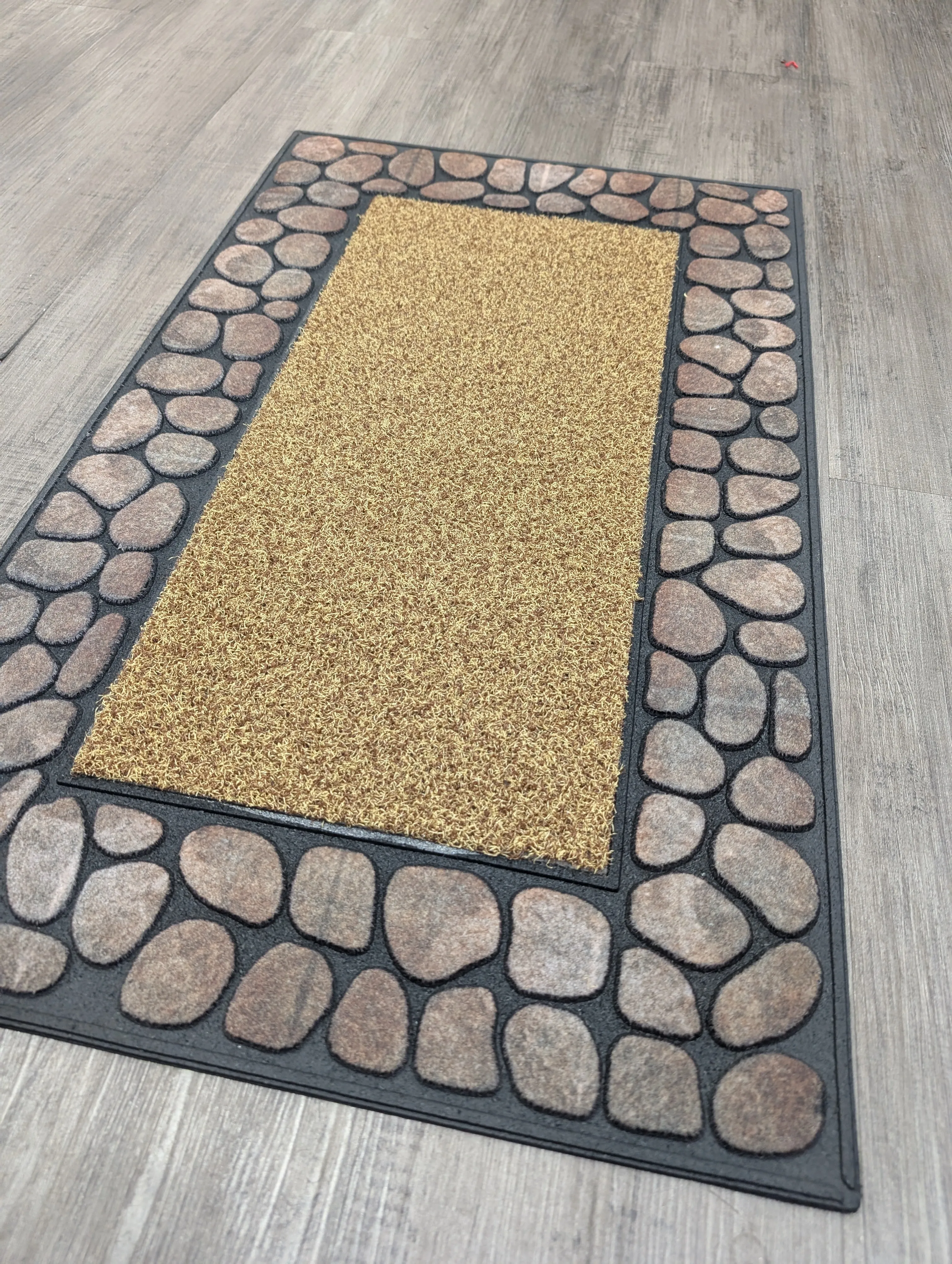Outdoor Mat Pebble Border 45x76cm - Brown