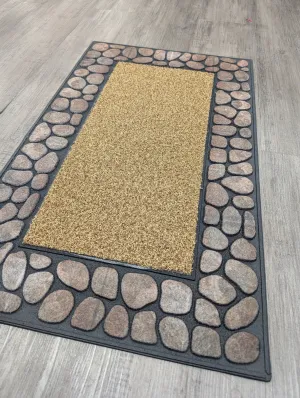 Outdoor Mat Pebble Border 45x76cm - Brown
