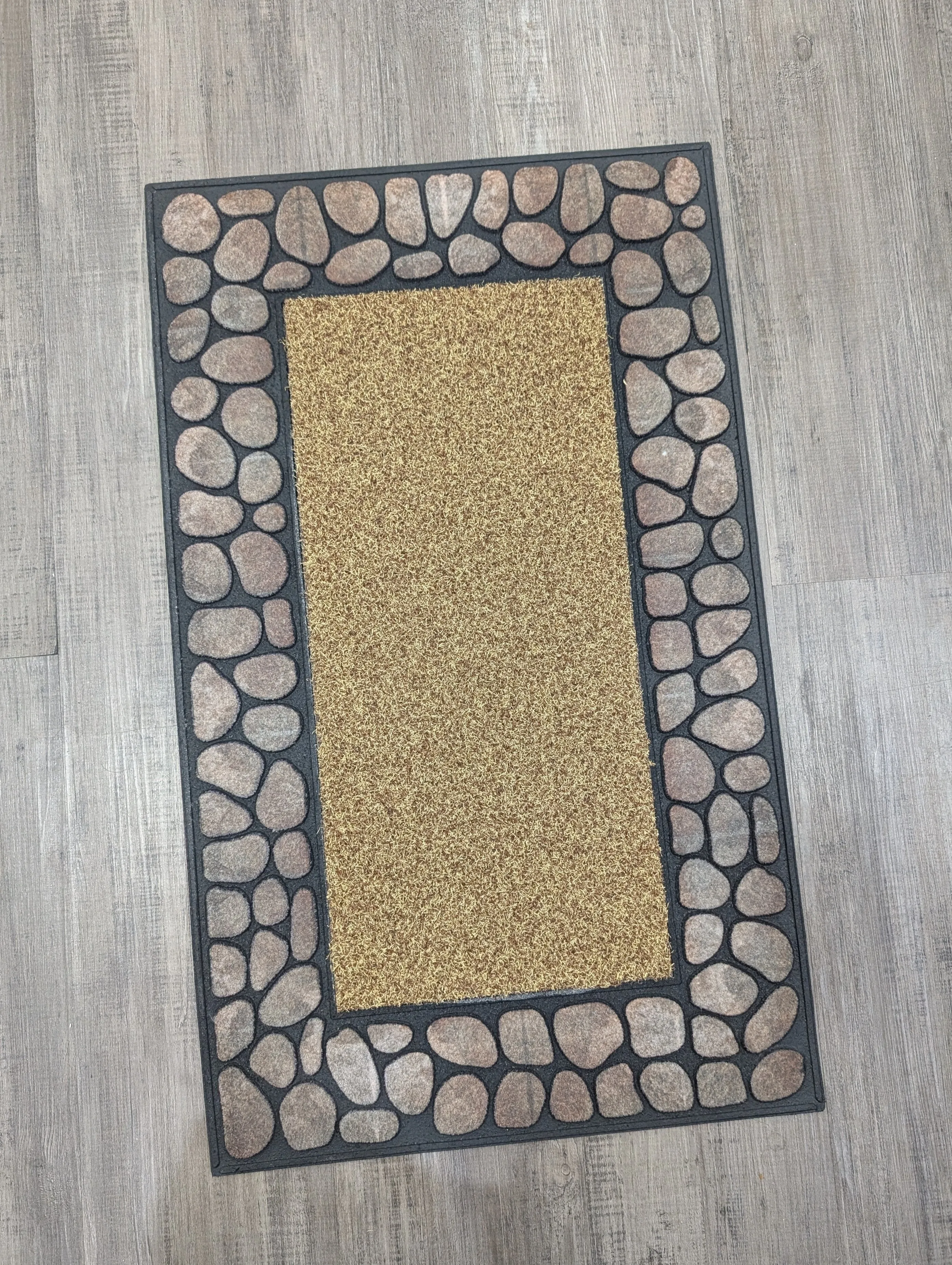 Outdoor Mat Pebble Border 45x76cm - Brown
