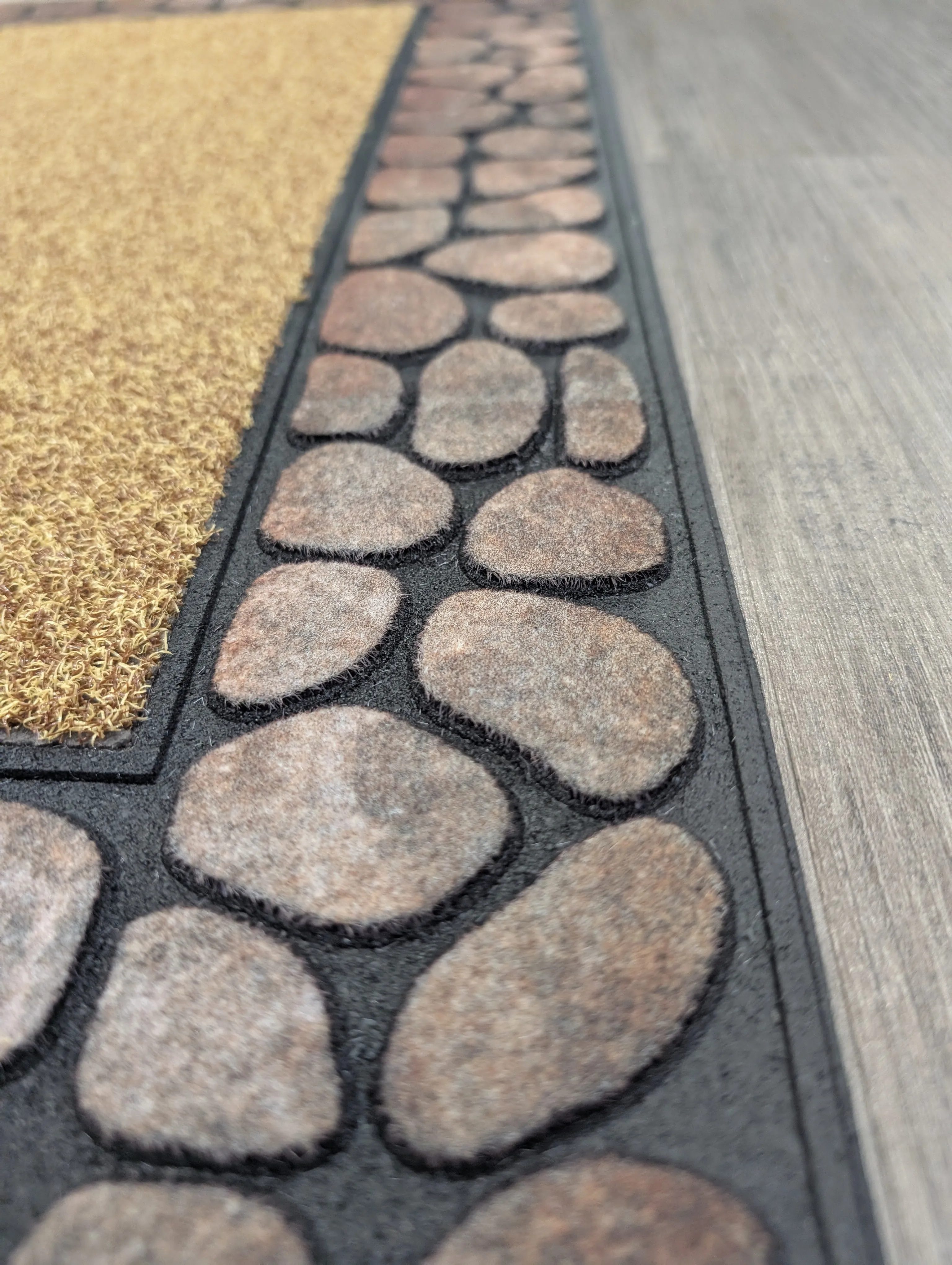 Outdoor Mat Pebble Border 45x76cm - Brown