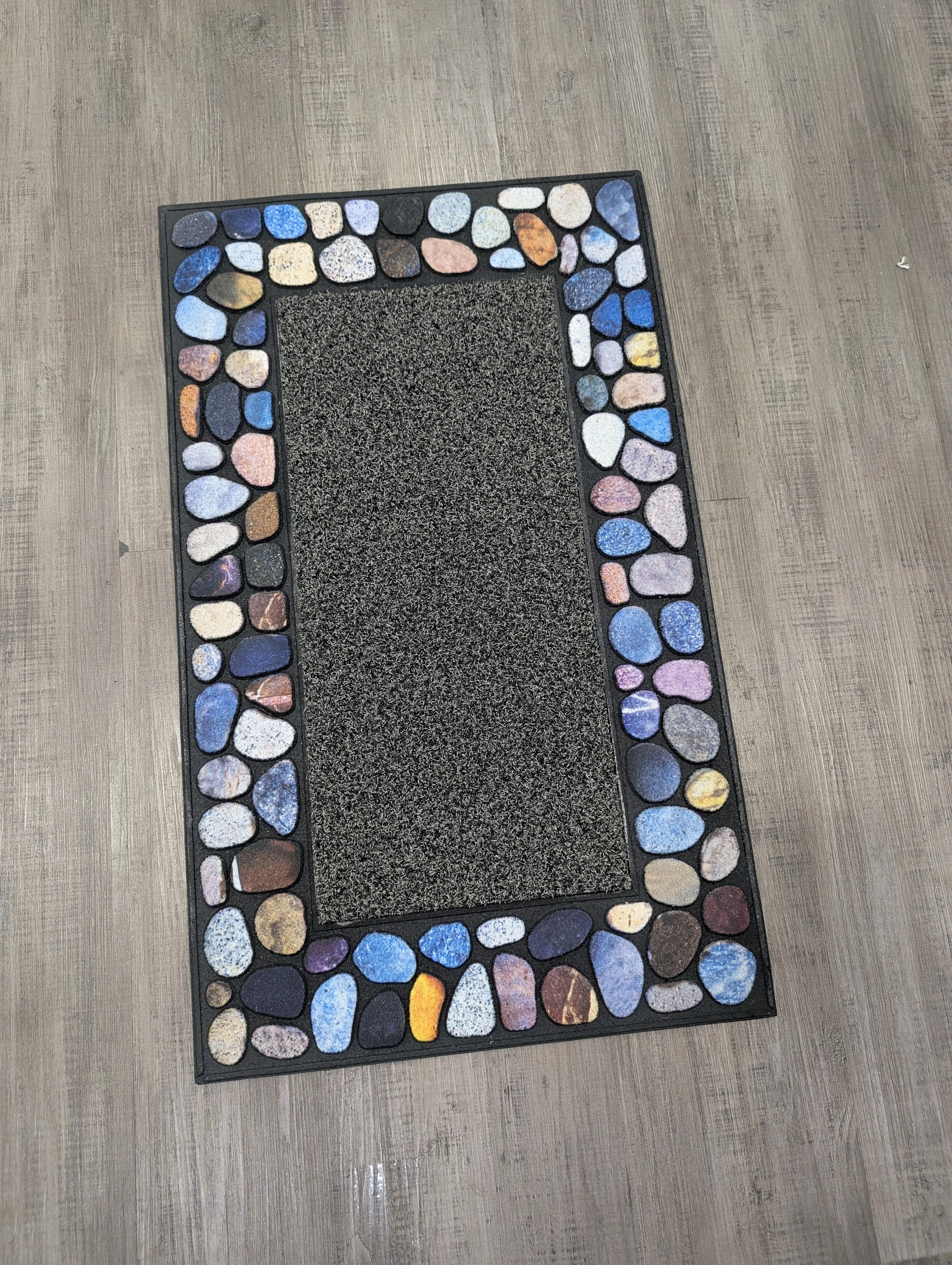 Outdoor Mat Pebble Border 45x76cm - Grey