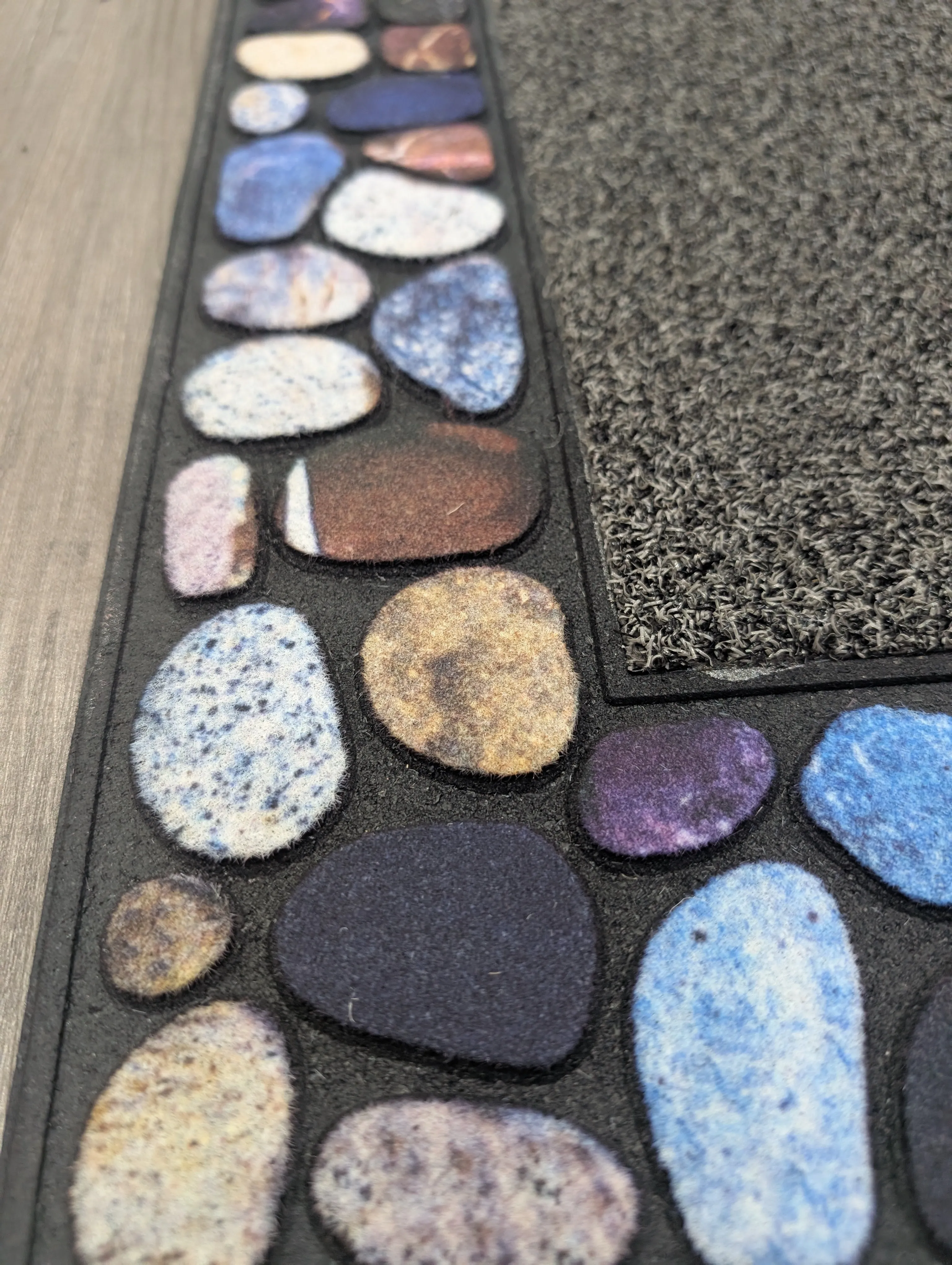 Outdoor Mat Pebble Border 45x76cm - Grey