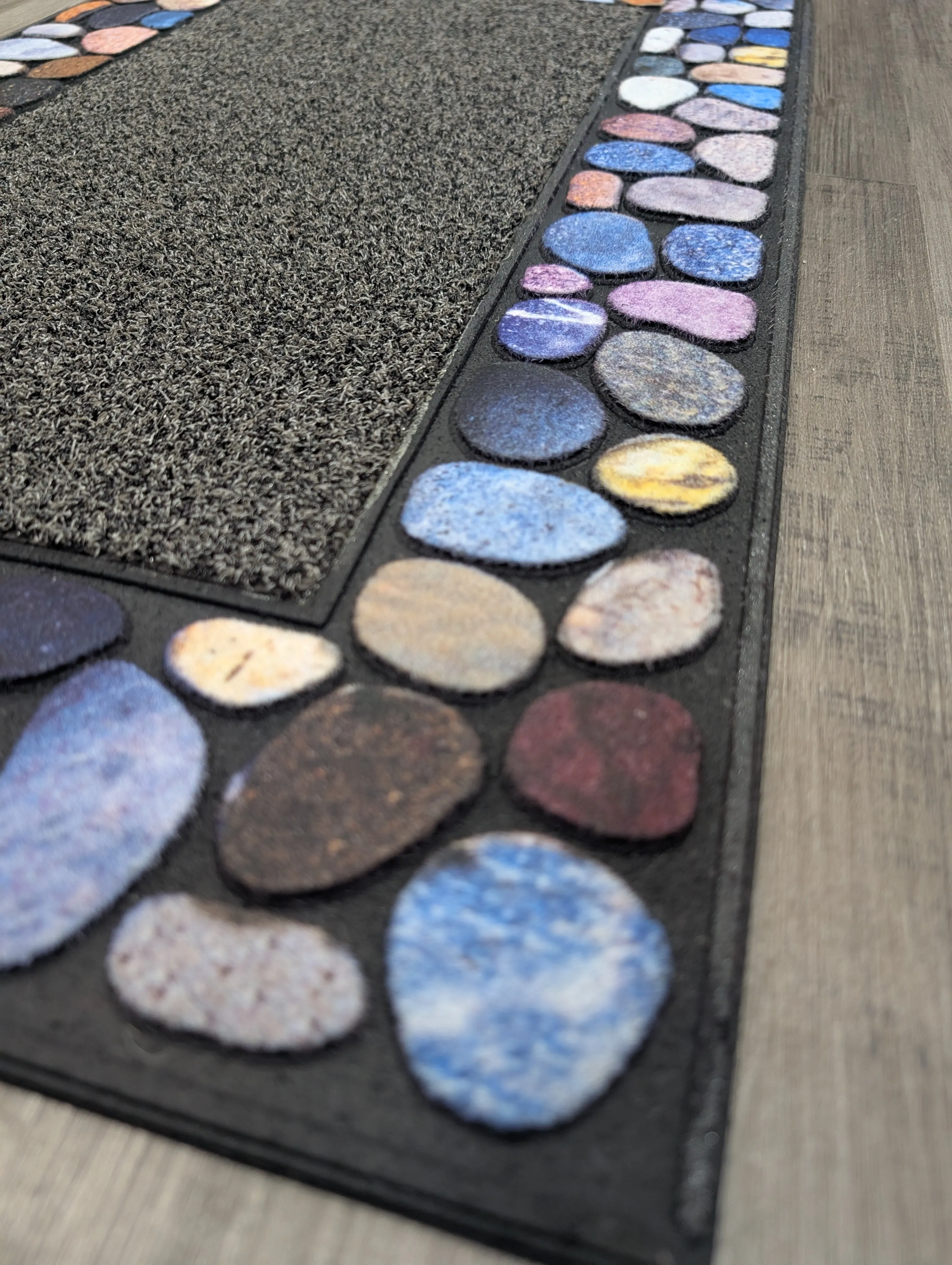 Outdoor Mat Pebble Border 45x76cm - Grey
