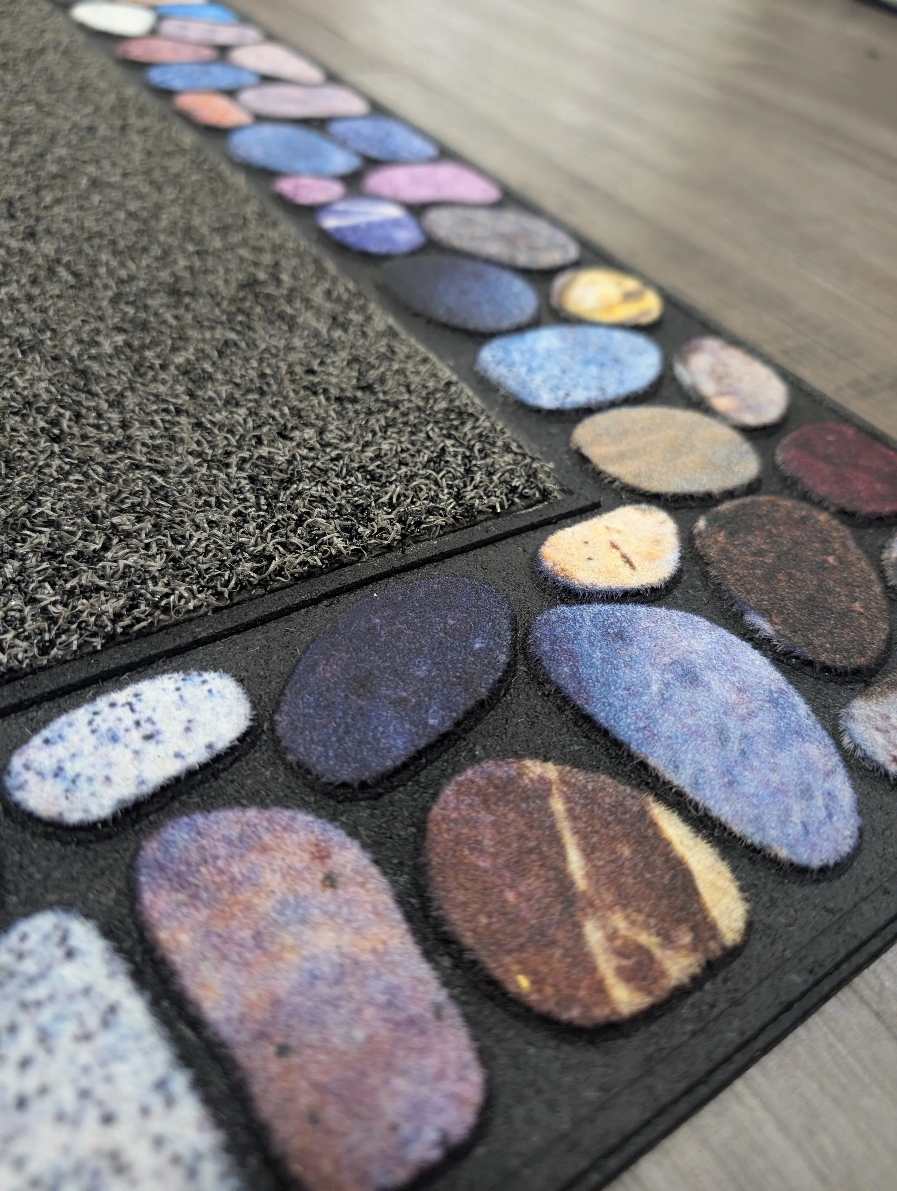 Outdoor Mat Pebble Border 45x76cm - Grey