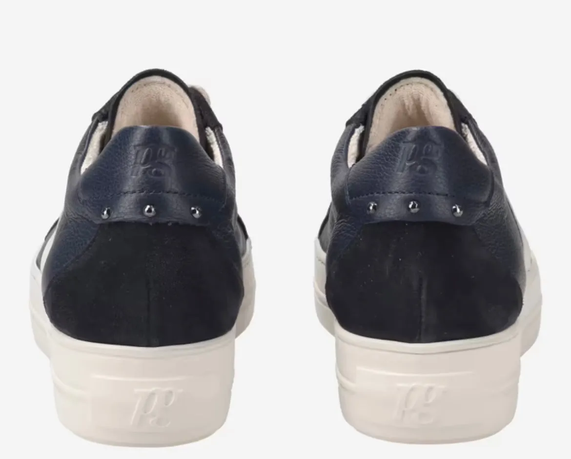 Paul Green Navy leather and suede platform sneakers