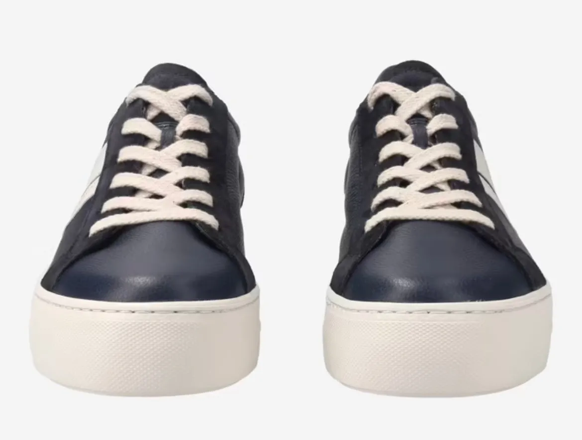 Paul Green Navy leather and suede platform sneakers