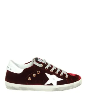 "Superstar" Burgundy Velvet Sneakers