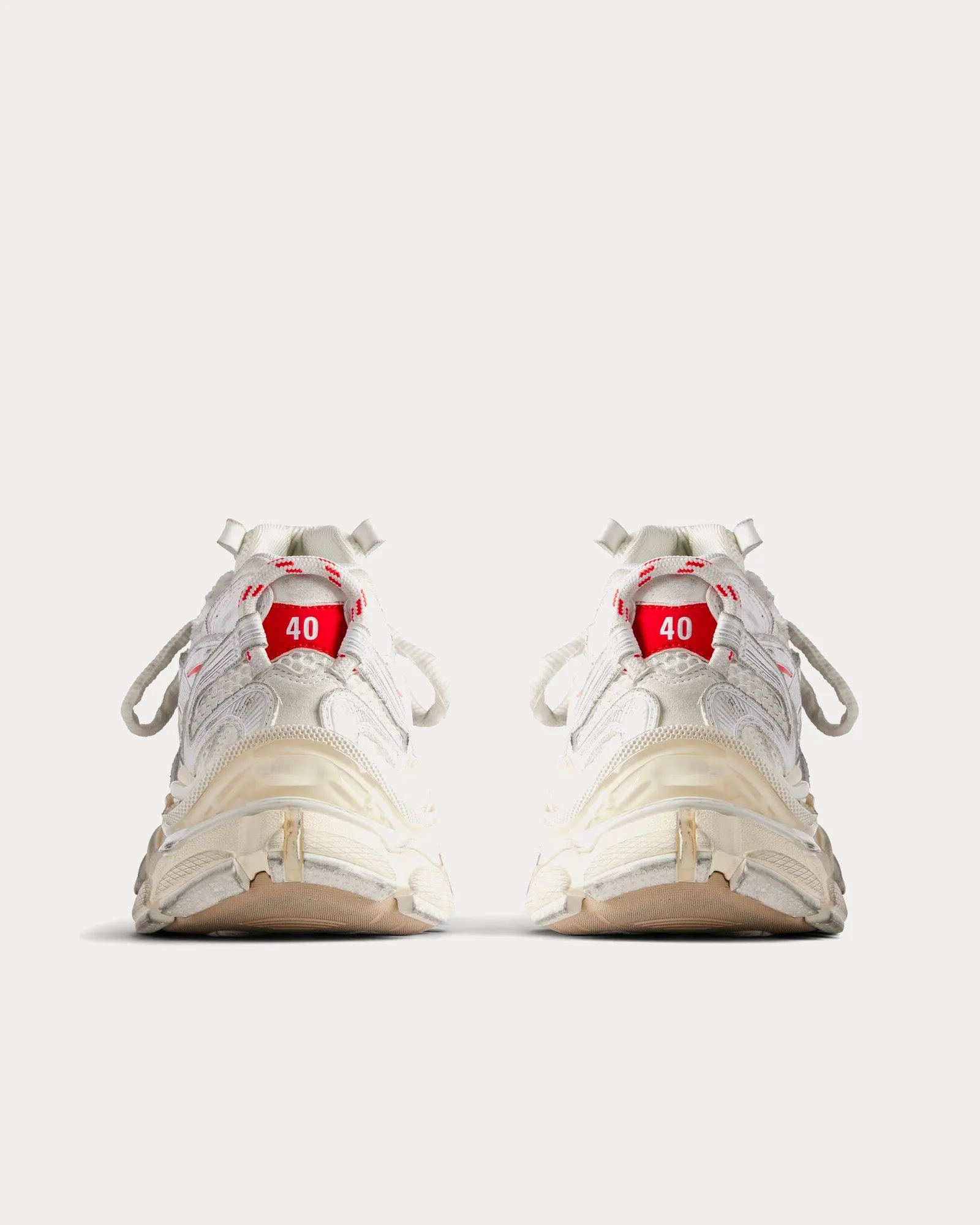 Runner 2.0 Mesh & Polyurethane White / Beige / Red Low Top Sneakers