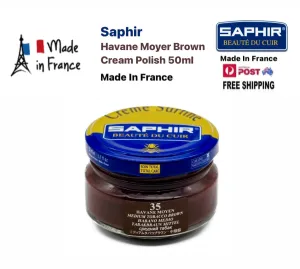 Saphir 35 Havane Moyen Brown Renovating Cream Polish 50ml Made In France