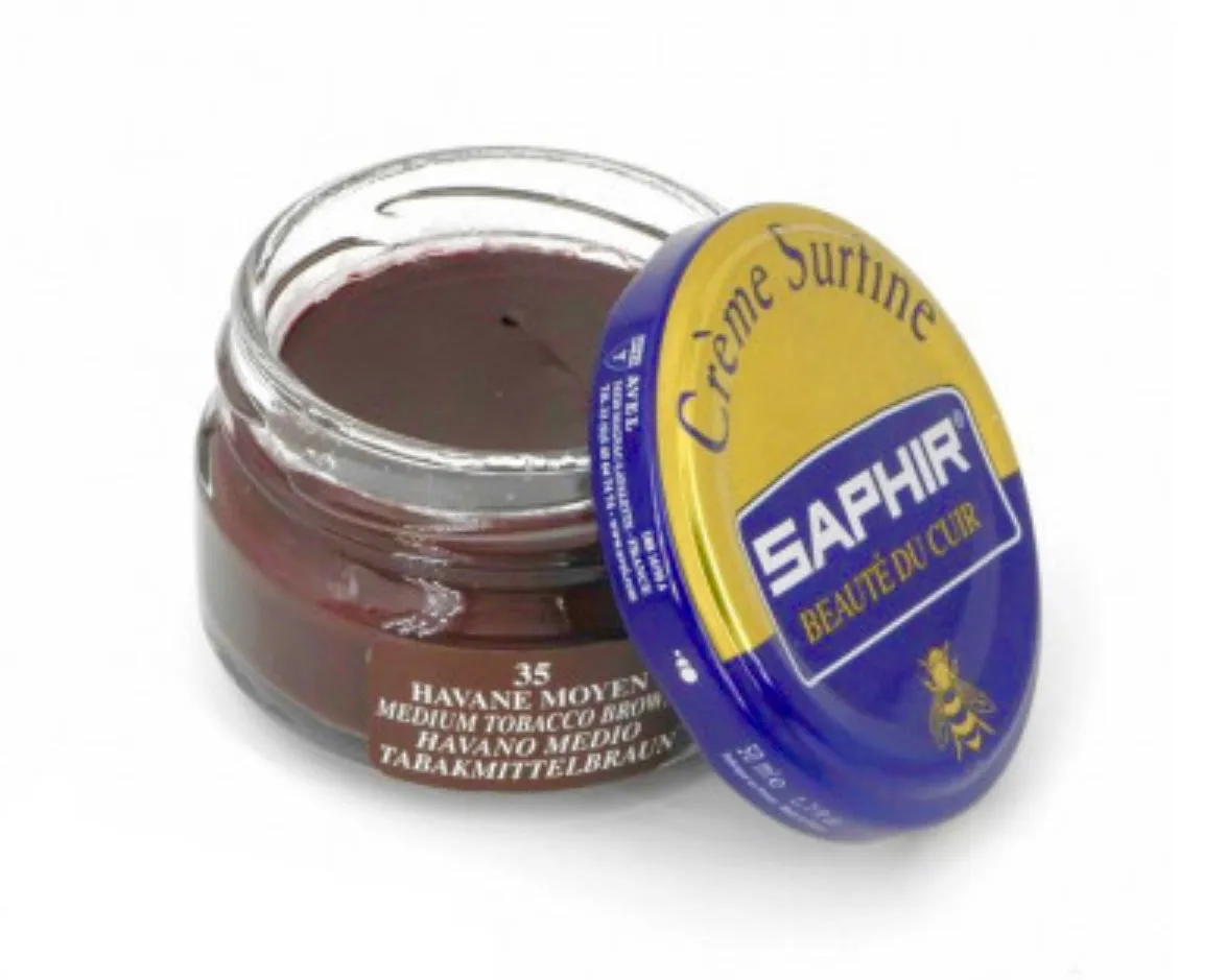 Saphir 35 Havane Moyen Brown Renovating Cream Polish 50ml Made In France