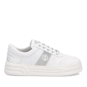 Scarpe Donna LIU JO Sneakers con Dettaglio Glitter e Logo colore Bianco e Silver