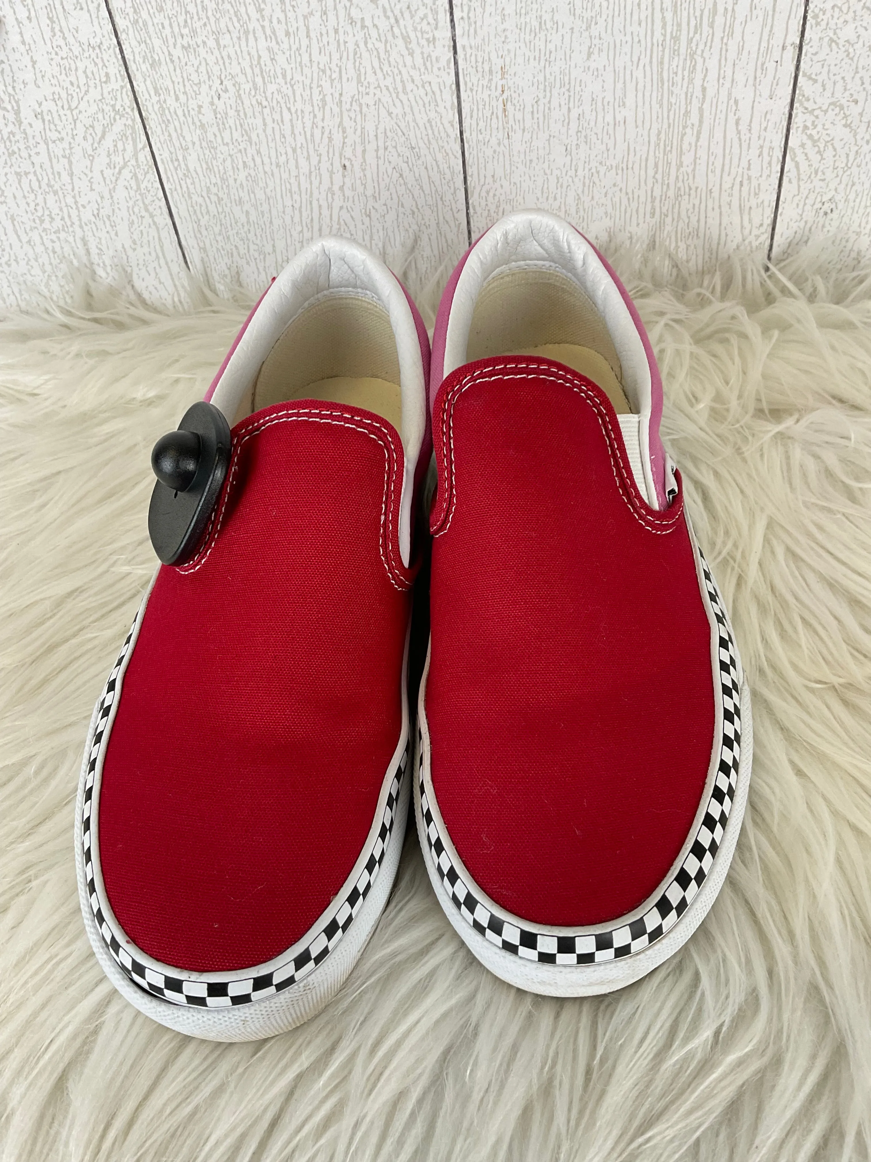 Shoes Sneakers Platform By Vans In Pink & Red, Size: 7