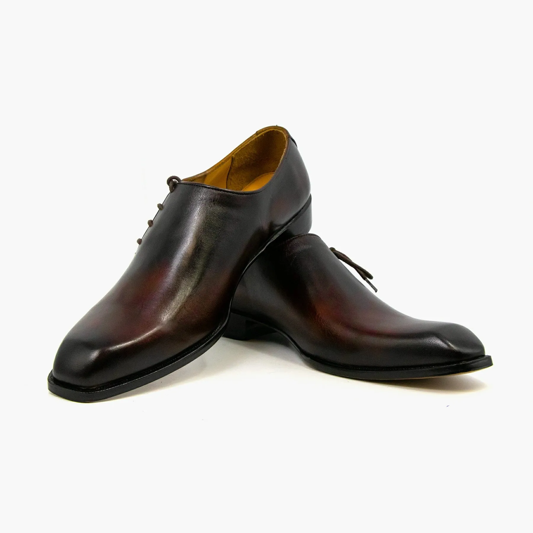 Side Throat Lace Up Black Brown Whole Cut Shoes