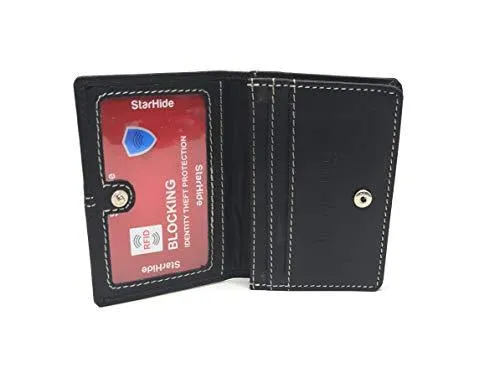 STARHIDE Mens Womens Minimalist Small Leather Credit Cardholder Business Card Wallet 5001