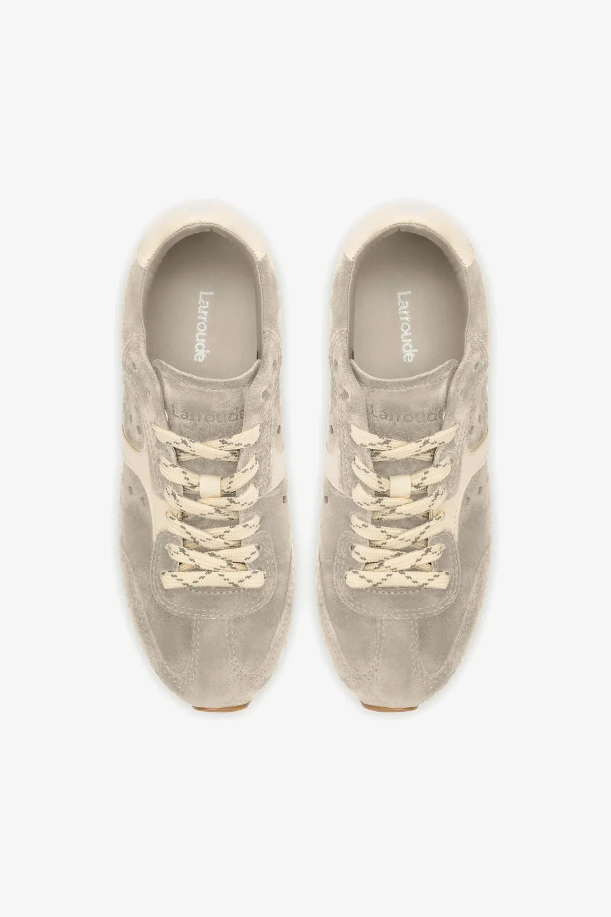 Stella Sneaker In Mushroom Grey Suede and Ivory Leather