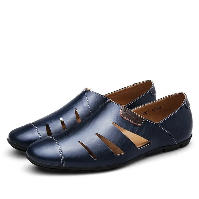 Summer Genuine Breathable Leather Casual Loafer Shoes
