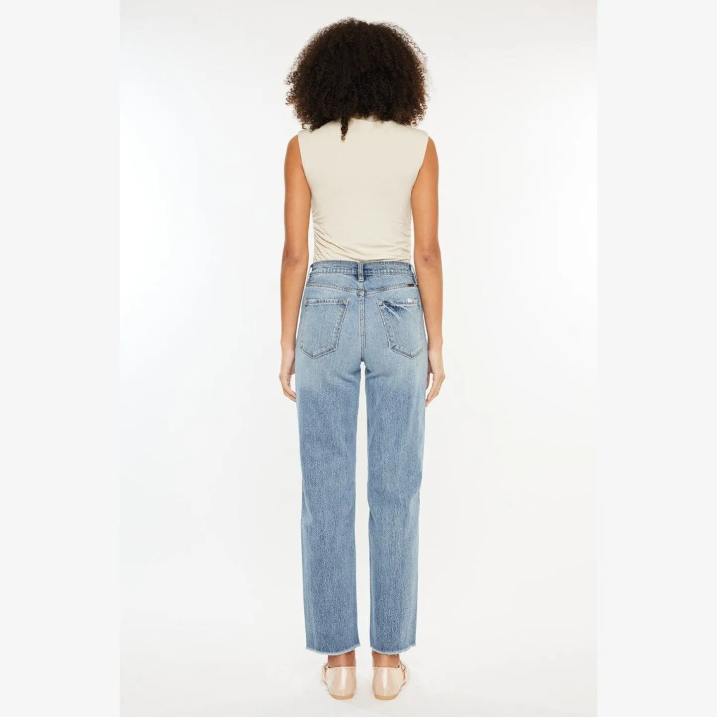 Ultra High Rise Distressed Straight Jeans