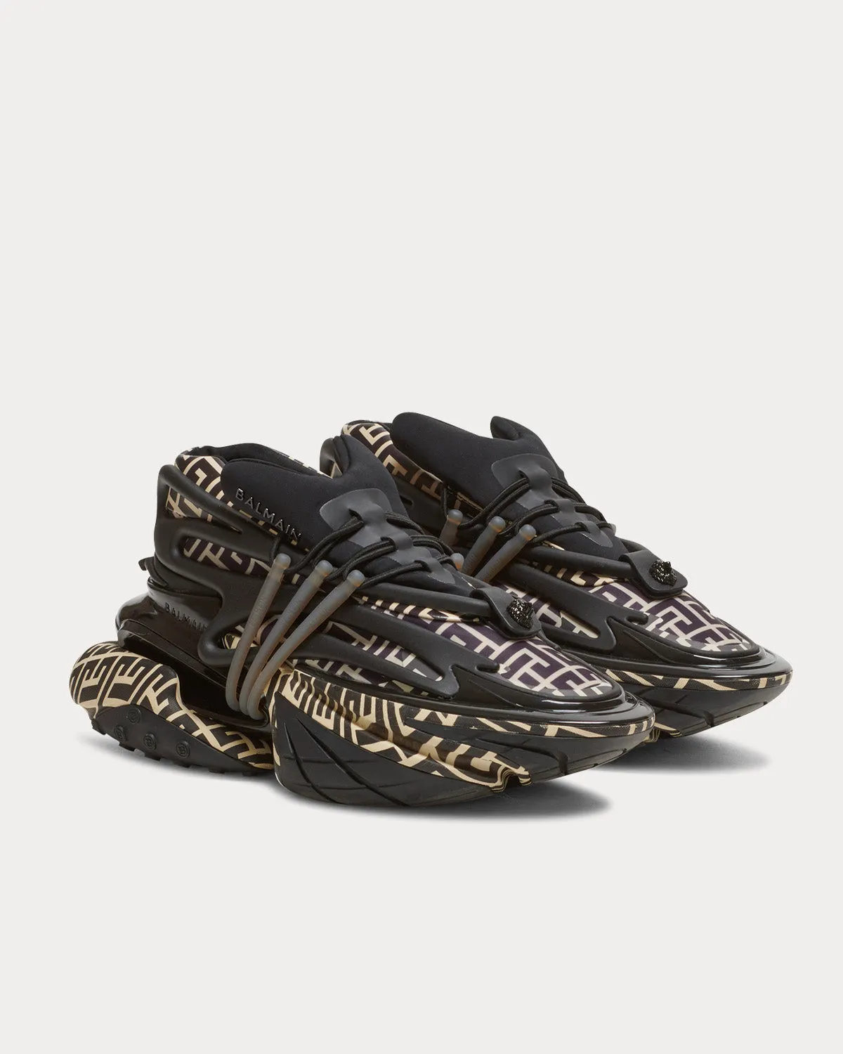 Unicorn Neoprene & Calfskin Black Low Top Sneakers