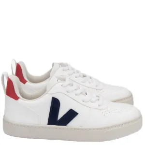 Veja Kid's Sneakers V-10 Laces - White, Colbalt, Pekin