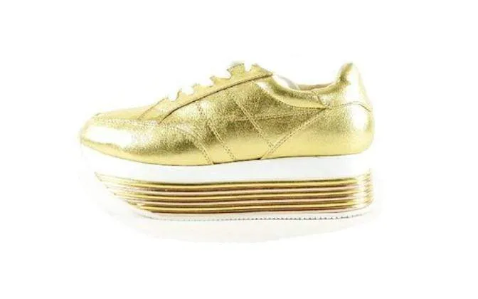 Wedge Platform Sneakers | Gold