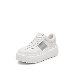 White Platform Leather Cookie Sneakers