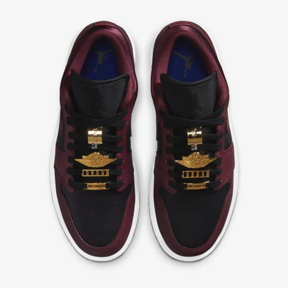 Women's Air Jordan 1 Low SE "Bling" Satin (Dark Beetroot/Black/White)(DB6491-600)