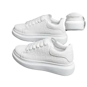 Women's Fashion Platform Sneakers – Casual White Flats with Thick Sole, Breathable Vulcanized Shoes for Spring & Autumn